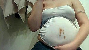 Chubby Teen Blonde Obsessed with Messy Chocolate