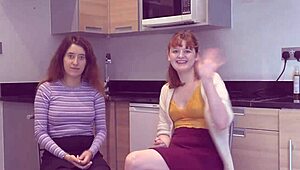 sweet students celebrate their reunion with fingering, muff diving, ass play, and vibrator toys, humorous and erotic