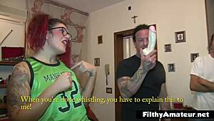 Did that big-ass whore squirt and swallow cum after spanking in the orgy?