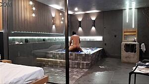 i was in the bathtub when this wild sex started, the brunette couldn't handle my big black cock!