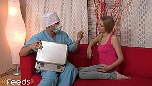 Slutty Blond Patient Lures Doctor into Passionate Anal Affair