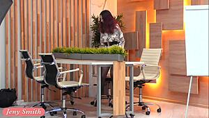 Fake job interview turns into Jeny Smith teasing an unaware guy