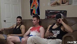 Pledge Spill in Gay Gangbang with Cum on Face