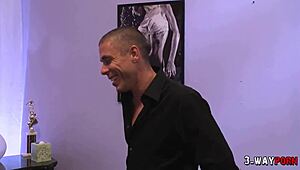 Wild 3-Way with Brunette Getting Rough MMF Fuck 😈