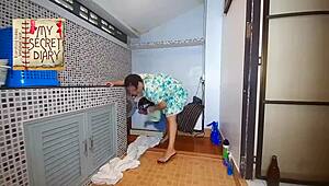 Sexy maid turns naughty while cleaning, fucking hard in secret diary scenes.