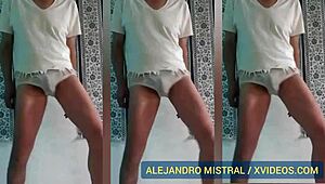 Alejandro Mistral Dances Again In White And Blue Underwear Close-Up