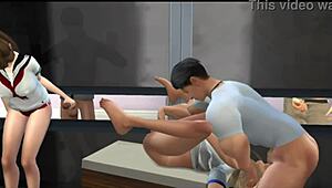 Cosplay animation with hentai game characters and cum scenes