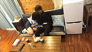 As soon as her boyfriend returned, this freaky Japanese girlfriend started licking his dick without hesitation. It was a wild amateur moment caught on camera.