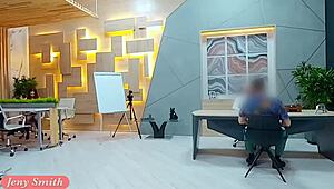 Fake job interview turns into Jeny Smith teasing an unaware guy