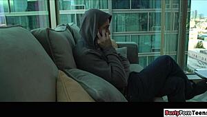 busty blonde rammed hard by partner in rough deepthroat session