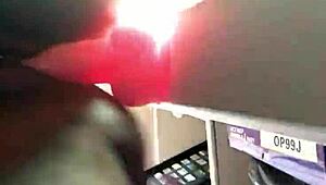 A pretty fat ebony woman drips wet from dildo play and squirting.