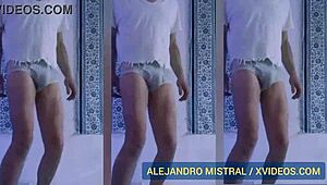 Alejandro Mistral Dances Again In White And Blue Underwear Close-Up