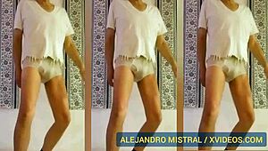 Alejandro Mistral Dances Again In White And Blue Underwear Close-Up