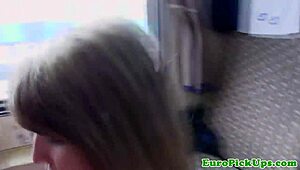 Watch her swallow cum outdoors