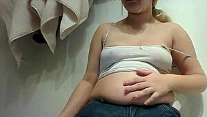 Chubby Teen Blonde Obsessed with Messy Chocolate