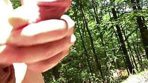 outdoor maledom session with ripped clothes, shaved cock, and creamy orgasms