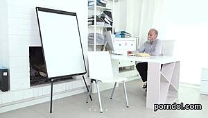 Cuddly college coed teased by old mentor in hardcore fucking reality