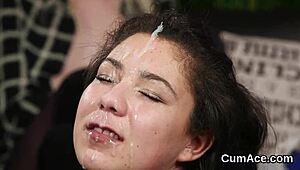 Frisky Doll In Blowbang Cum Swapping Facial