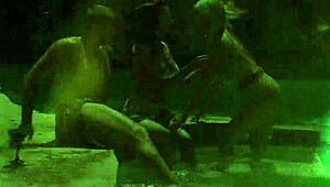 Two hot pool babes with perfect tits compete to see who fucks better