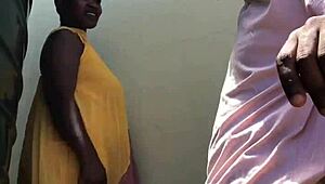 Wow, farm boy’s banging outdoors! First time hitting that ebony babe—can you believe it?