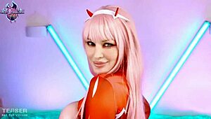 Zero Two Squirting Hard in Franxx Cosplay Action