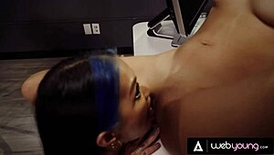 Horny Asian Geek Eats & Fingers Alexia Anders Pussy After Class 😏