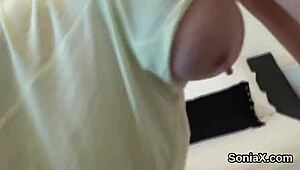 Unfaithful British Milf Sonia Shows Huge Natural Boobs