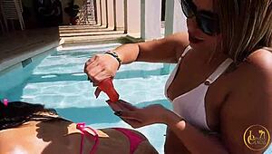 me n my friend got wild, squirting in sauna oops!