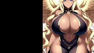A collection of the best AI-generated artwork featuring angelic goddesses with big tits and maledomestic elements