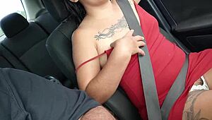 Mexican Wife Flashing Tits Publicly on Roadside