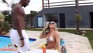 Oh, the pool guy left me all sticky with cum!