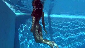 Irina from Russia shows her shaved body underwater!