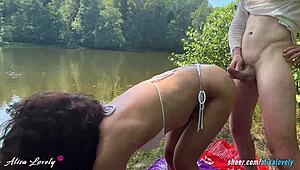 Alisa Lovely Bent Over for Hardcore Doggy Fucking on River Banks in Risky Outdoor Spot