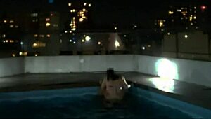 Interracial couple makes love in swimming pool after fire incident