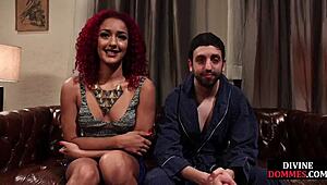 black redhead cucks her pathetic boyfriend then spits the cum