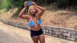 Nina rivera gives sloppy blowjob to don whoe by the river