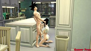 MILF Mother-in-Law Seduced by Sons in Kitchen for All-Day Anal Action