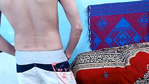 indian amateur masturbates oiled cock during homemade massage when no pussy or ass is available