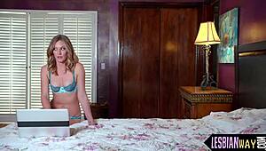 Wow! Ten lesbian babe seduced by hot milf cougar for wild tribbing!