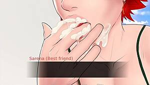 sexy teen gives blowjob and handjob to friends