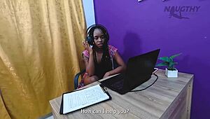 a latina teen with tight pussy masturbates after a call center chat