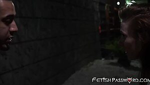 Young vixen Anya Olsen tied up and doggystyled in public