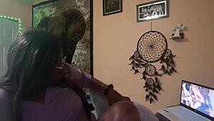 Naejae Rubs Twat Watching Lesbian Porn