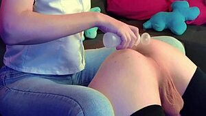 Self cum eating from hot blonde