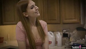 Neighbor surprises college teen with anal fuck.