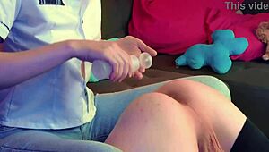 Self cum eating from hot blonde