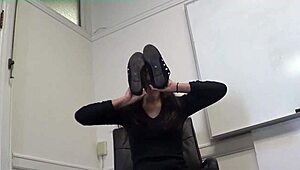 Stinky feet domination in stockings.