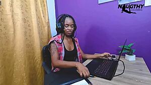 a latina teen with tight pussy masturbates after a call center chat