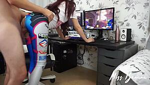 d va having a quickie with big cock while gaming, miss banana