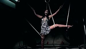 tied angelica heart in old factory for bondage